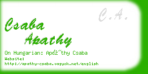 csaba apathy business card